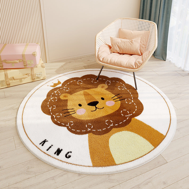 Imitation cashmere round floor mat bedroom cute round carpet water-absorbent non-slip living room coffee table carpet floor mat bedside mat