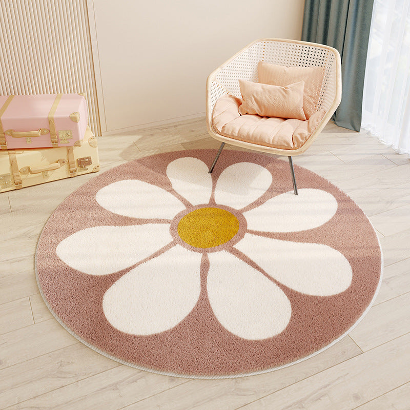 Imitation cashmere round floor mat bedroom cute round carpet water-absorbent non-slip living room coffee table carpet floor mat bedside mat