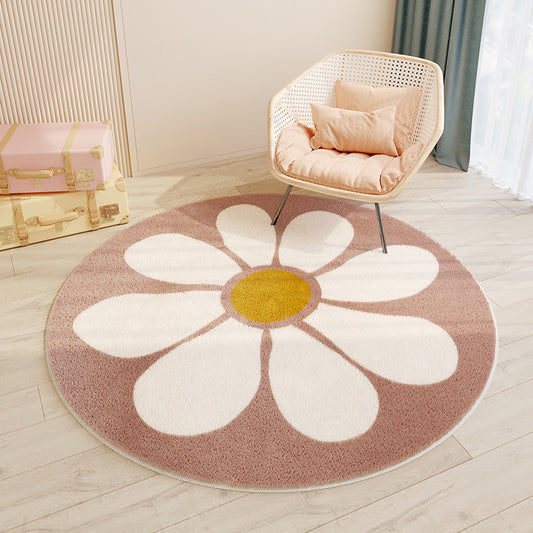 Imitation cashmere round floor mat bedroom cute round carpet water-absorbent non-slip living room coffee table carpet floor mat bedside mat