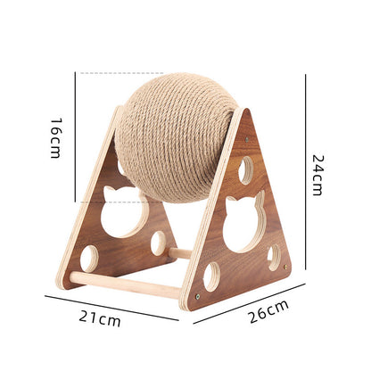 Cat scratching board cat toy wooden cat scratching ball grinding claw hand wrapped sisal rope cat climbing frame durable cat scratching column pet supplies