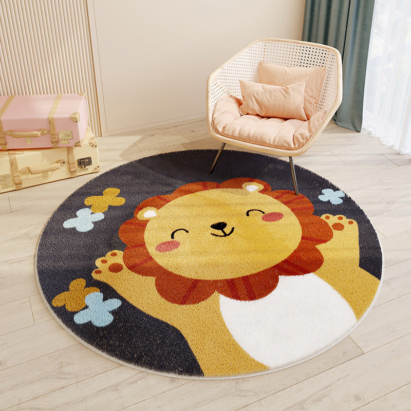 Imitation cashmere round floor mat bedroom cute round carpet water-absorbent non-slip living room coffee table carpet floor mat bedside mat