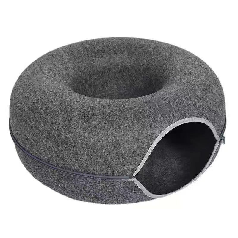 Felt cat nest, breathable four-season cat house decoration, removable and washable zipper closed toy cat tunnel donut cat nest