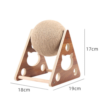 Cat scratching board cat toy wooden cat scratching ball grinding claw hand wrapped sisal rope cat climbing frame durable cat scratching column pet supplies