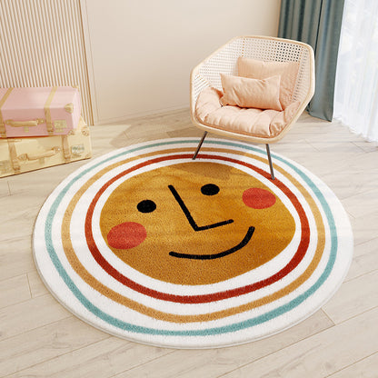 Imitation cashmere round floor mat bedroom cute round carpet water-absorbent non-slip living room coffee table carpet floor mat bedside mat