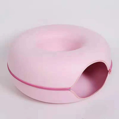 Felt cat nest, breathable four-season cat house decoration, removable and washable zipper closed toy cat tunnel donut cat nest