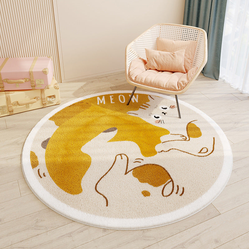 Imitation cashmere round floor mat bedroom cute round carpet water-absorbent non-slip living room coffee table carpet floor mat bedside mat