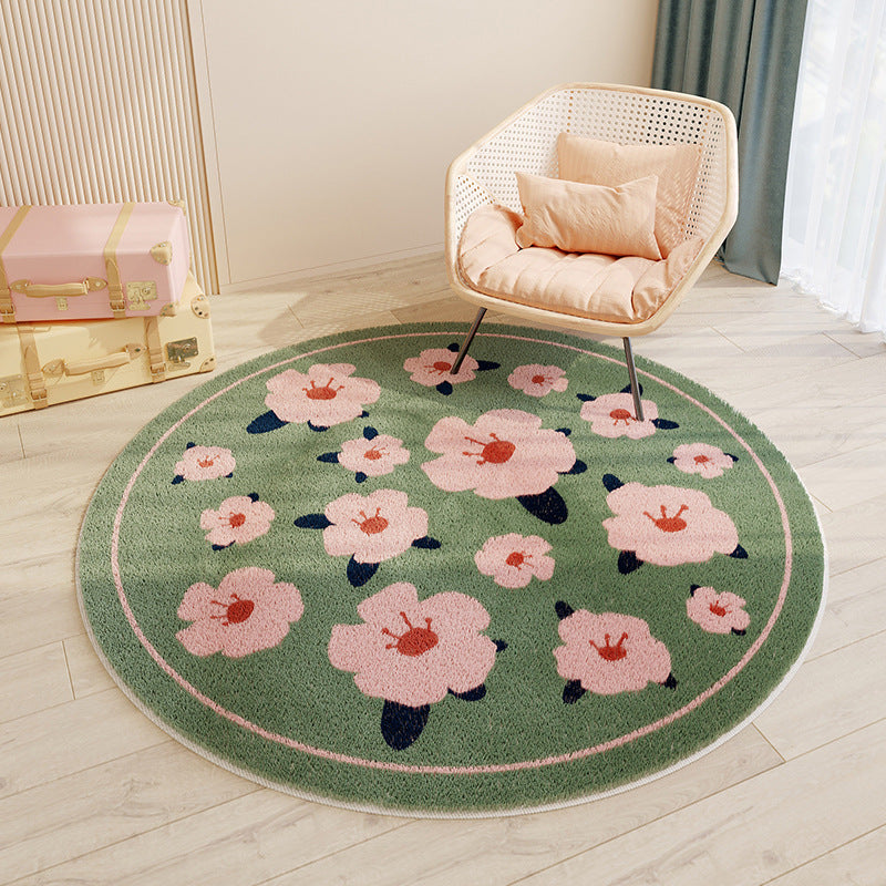 Imitation cashmere round floor mat bedroom cute round carpet water-absorbent non-slip living room coffee table carpet floor mat bedside mat