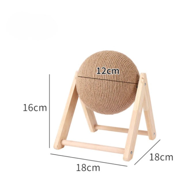 Cat scratching board cat toy wooden cat scratching ball grinding claw hand wrapped sisal rope cat climbing frame durable cat scratching column pet supplies